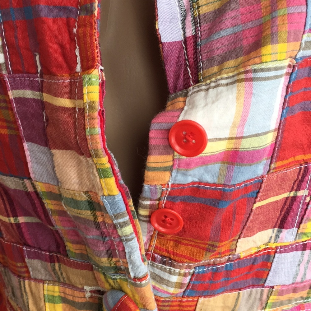 J Crew Madras Patchwork Jacket Size 4 Red Plaid - image 6